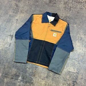 Vtg Custom Carhartt Reworked multicoloured Work wear Detroit jacket sz Small